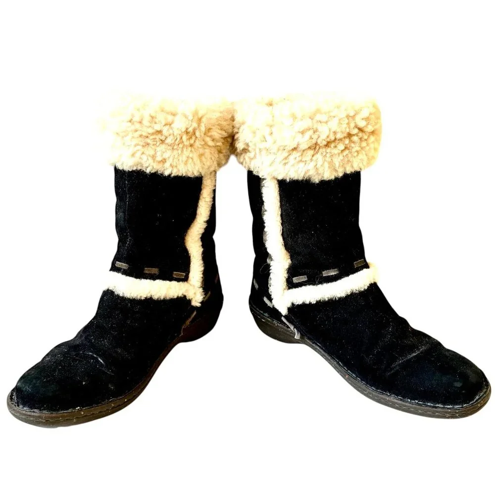 UGG Australia ELIJO Cuff Pull On Boot Black Suede Shearling Size 10